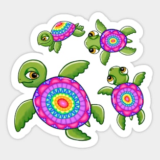 Funny Little Turtle Family Sticker